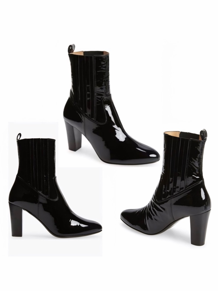Frame Le Romy Black Patent Leather Ankle Boots